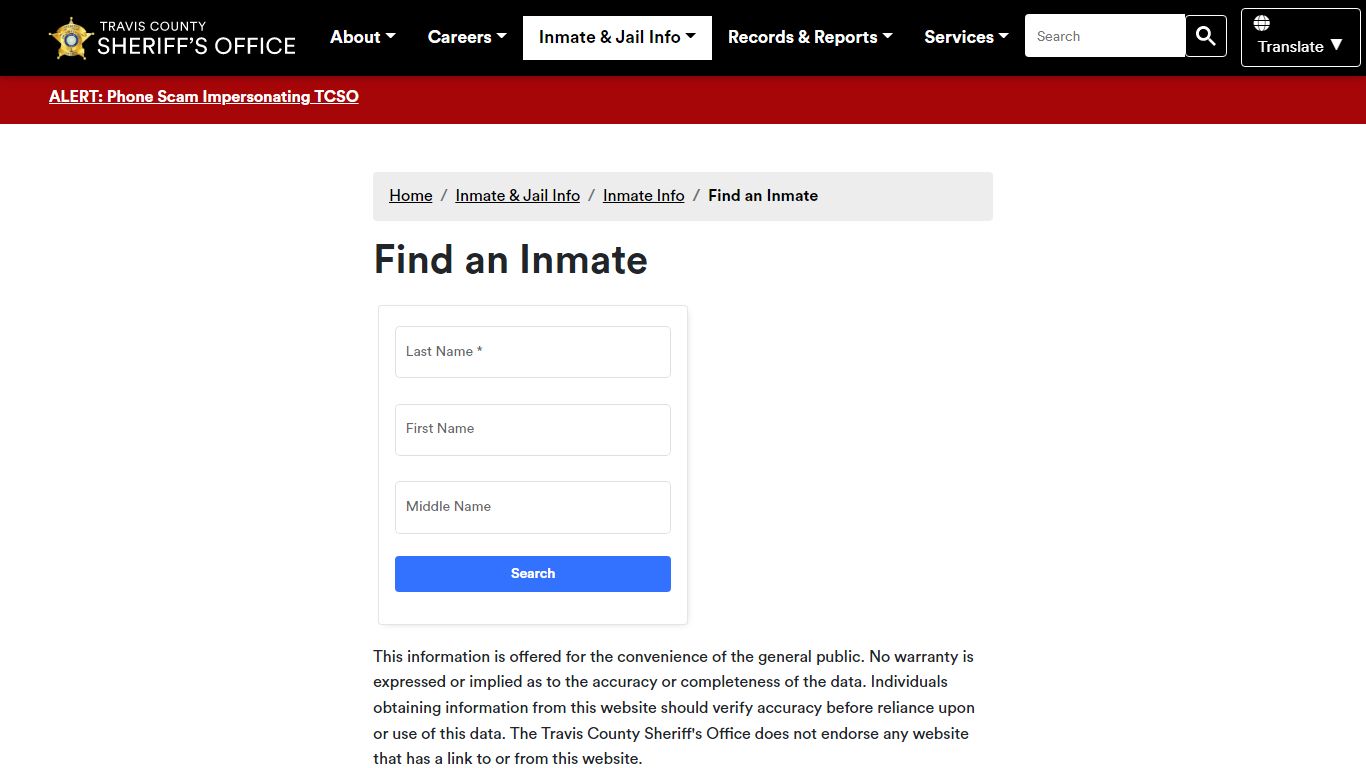 Find an Inmate - tcsheriff.org